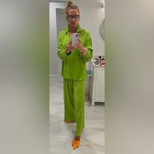 Vibrant Green Wide Leg Women's 2 piece Pantsuit from Aza Kaftans LA